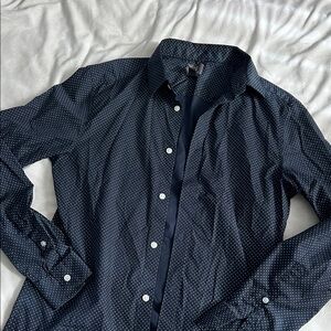 H&M Dark Blue Polka Dot Button Down Shirt